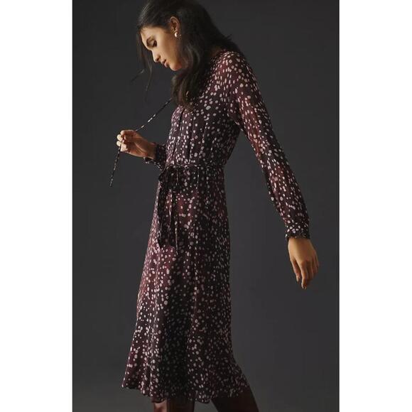 Cloth & Stone from Anthropologie Burgundy Printed Midi Dress - Size - Small Cloth & Stone from Anthropologie Burgundy Printed Midi Dress - Size - Small